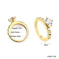 Detail showing 9mm cubic zirconia stone set in gold-plated stainless steel band - US 6 / Round Zirconia Side Stones (RI139906-9G)