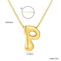 Detailed view of golden bubble letter P pendant necklace with 40+5cm chain size specs - P(NE2F500PG)