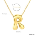 Chubby bubble style letter R pendant necklace in gold finish with box chain details - R(NE2F500RG)