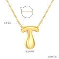 Golden puffed letter T pendant necklace with box chain and adjustable lobster clasp - T(NE2F500TG)