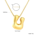 Polished golden puffy letter U pendant necklace with adjustable box chain for women - U(NE2F500UG)