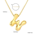 Chunky gold letter W puffy balloon pendant necklace on a delicate box chain - W(NE2F500WG)