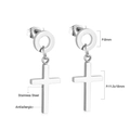 Boucles d'oreilles croix en acier inoxydable argenté avec pendentif et cercle de 8mm - Argent Croix