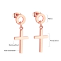 Boucles d'oreilles croix en acier inoxydable plaqué or rose avec pendentif 18mm - Croix en Or Rose
