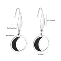 Boucles d'oreilles en acier inoxydable avec croissant de lune noir et cadre rond - Cercle Argenté Avec Croissant Noir