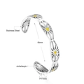 Bracelet jonc ouvert en acier inoxydable argenté avec motifs solaires, 65 mm de diamètre - Style Soleil Ajouré Argent (BR91980MS) / Argent