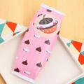 Astuccio rettangolare rosa con graziosi motivi a forma di macaron e dolci dessert - Noce