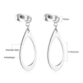 Boucles d'oreilles goutte en acier inoxydable poli argenté avec clous hypoallergéniques - Argent Poire
