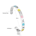 Bracelet jonc en acier inoxydable argenté avec soleil émaillé et motif Sunshine évidé - Style Sunshine Ajouré Argent (BR92000MS)