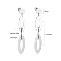 Boucles d'oreilles pendantes en acier argenté à trois anneaux, finition hypoallergénique - Style Long à Plusieurs Anneaux Argent