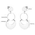 Boucles d'oreilles pendantes croissant de lune en acier inoxydable argenté - Pendentif Croissant Éventail Argent