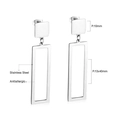 Boucles d'oreilles géométriques en acier argenté avec clous rectangulaires 13x40mm - Pendentif Cadre Carré Argent