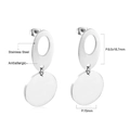 Boucles d'oreilles géométriques minimalistes en acier argenté avec disques antiallergiques - Plaque Pleine Ovale Argent
