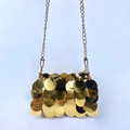 Mini sac de soirée à paillettes dorées avec motif d'écailles de poisson et chaîne métal - Or