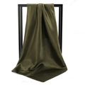 90cm dark green satin silk scarf draped elegantly on a minimalist black metal frame stand - Army Green