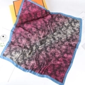 Macro detail of silk square scarf featuring vintage paisley patterns and blue satin edges - 70x70cm / Rose Black White Gradient