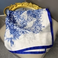 Elegant 70x70cm satin square scarf with blue forest pattern on white background - 70*70cm / 1# Recommended Color (White Blue Floral)