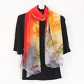 Floral chiffon beach scarf 160x50cm with red and yellow large flower print for sun protection - 160*50cm Georgette / Red