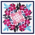 90x90cm floral satin silk scarf with hibiscus pattern in pink and blue colors - 90*90cm / White Lily