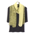 Detail of leopard print georgette scarf in lime green and yellow on a hanger - 160x50cm / Grass Green Yellow Leopard