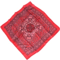 Classic red paisley pattern 70cm square scarf in breathable cotton linen fabric - Red