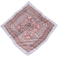 Close-up of vintage purple paisley pattern on light cotton linen blend square scarf - Gray