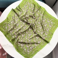 Elegant green paisley satin silk square scarf for women with vintage artistic patterns - Green Paisley