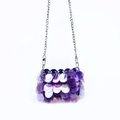 Borsa a tracolla alla moda con paillettes viola cangianti e catenella in argento - Viola
