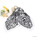 Elegant 90x90cm leopard and rose print silk square scarf in black and white pattern - Black Rose Leopard Print (White Cow Pattern) / 90*90cm