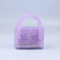 Mini bolso artesanal de cuentas acrílicas lavanda con solapa y cierre magnético - Violeta