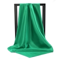 Elegant emerald green 90cm satin silk square headscarf with a smooth pearlescent luster finish - 90*90cm / Green