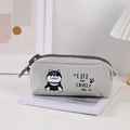 Astuccio in tela con cerniera grande e simpatica stampa di cane Shiba Inu per scuola - LIFE AND LOVELY DOG (Grigio) / Grigio