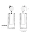 Boucles d'oreilles géométriques en acier inoxydable argenté avec clous ronds et pendentifs - Double Rectangle Dépoli Argent