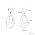 Boucles d'oreilles géométriques en acier argenté avec pendentif goutte et antiallergique - Goutte d'Eau Creuse Grande Argent