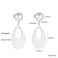 Boucles d'oreilles en acier argenté avec perle et pendentif goutte évidé - Perle Goutte d'Argent