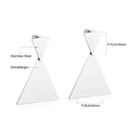 Boucles d'oreilles minimalistes en acier inoxydable argenté avec double triangle poli - Grand Double Triangle Argent