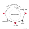 Bracelet en acier inoxydable avec cœurs en émail rouge et breloques en zircon - Coeur rouge (BR26240ES)