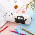 Witte canvas etui met schattige zwarte kat cartoon en I am so cute tekst illustratie - Wit