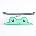 Astuccio in PVC trasparente con rana verde cartoon e stampa Summer Zoo Travel - Rana verde