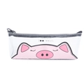 Astuccio trasparente in PVC con simpatico maialino rosa e grande capienza - Maiale rosa