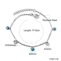 Bracelet en acier argenté avec turquoise de 6mm et zircons blancs de 4mm - Turquoise bleue (BR26260KS)