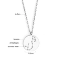 Collier signe du zodiaque Scorpion en argent avec pendentif rond en acier inoxydable - Scorpion - Acier