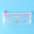 Transparante PVC pennenzak met roze rits en perzikpatroon voor studenten - Patroon Meerdere Perziken