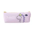 Schattig lavendel canvas etui met dinosaurus en gele rits voor schoolbenodigdheden - Roze