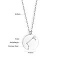 Collier signe du Bélier en acier inoxydable argenté antiallergique avec pendentif rond - Bélier - Acier