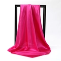 Elegant 90cm solid rose red satin square scarf with a smooth pearl-like glossy finish - 90*90cm / Rose Red