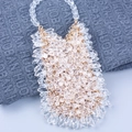 Bolso de mano hecho a mano con cuentas de cristal acrílico y eslabones dorados - 14cmx4.5cmx19cm / Dorado
