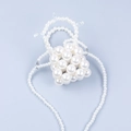 Handgemaakte mini-tas van geweven parels met kristallen vlinder en lange parelketting - 7cm*4.5cm*7cm / Melkwit
