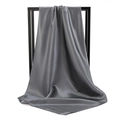 Elegant 90cm dark grey solid color satin square scarf with a silky finish and soft drape - 90*90cm / Dark Gray