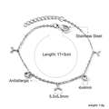 Bracelet en acier inoxydable argenté avec pendentifs en cristal blanc et étoiles - Trèfle à trois feuilles (BR262702S)